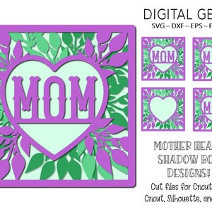 Shadow box SVG | Mother heart designs. Digital download. Works with Cricut Joy / Explore / Maker and more!