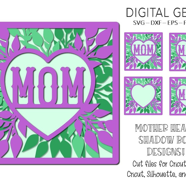 Shadow box SVG | Mother heart designs. Digital download. Works with Cricut Joy / Explore / Maker and more! Shadow box SVG | Mother heart designs. Digital download. Works with Cricut Joy / Explore / Maker and more!