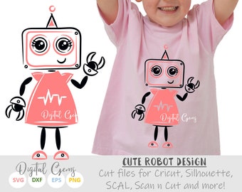 Girl Robot svg / dxf / eps / png files. Download. Compatible with Cricut, Silhouette, SCAL, Scan n Cut and more! Small commercial use ok