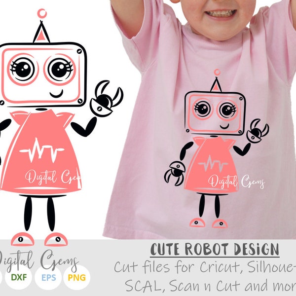 Girl Robot svg / dxf / eps / png files. Download. Compatible with Cricut, Silhouette, SCAL, Scan n Cut and more! Small commercial use ok