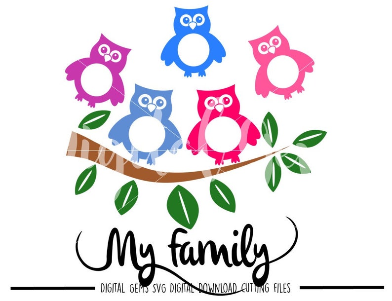 Owl family tree svg / dxf / eps / png files. Digital download. Small commercial use ok. image 1