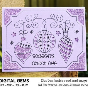 Diseño de tarjeta de inserción de adorno navideño. Descarga digital, diseño de Cricut Joy, Cricut, Silhouette y Scan n Cut. Archivos svg y dxf.