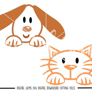 Peeping Cat and Dog svg / dxf / eps / png files. Download. Compatible with Silhouette, Cricut, SCAL, Scan n Cut. Small commercial use ok.