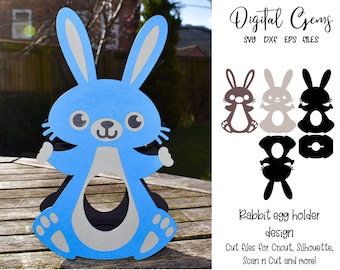 Rabbit egg holder design, Easter svg / dxf / eps files. Digital download. Compatible with Silhouette, Cricut, and Scan n Cut.