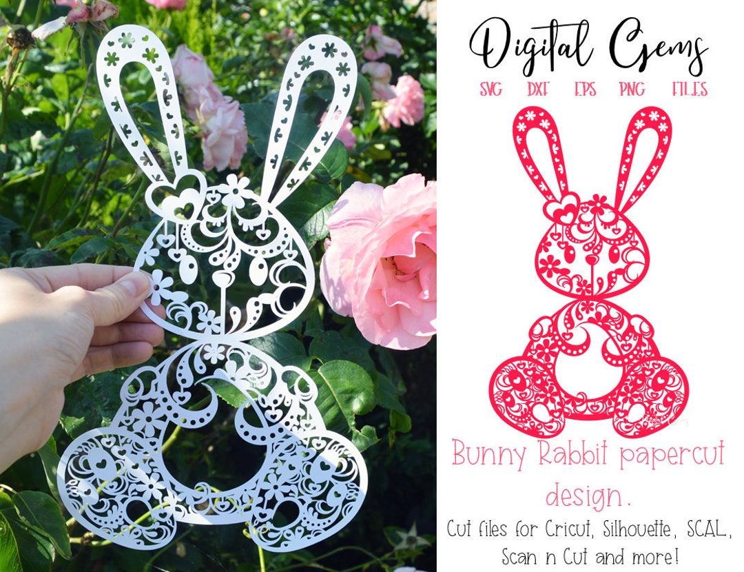 Rabbit, Bunny, Easter Paper Cut Design. Svg / Dxf / Eps / Png Files and ...