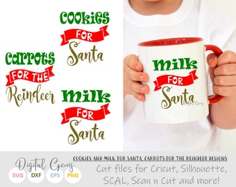 Cookies For Santa, Milk For Santa svg / dxf / eps / png files. Digital download. Compatible with Cricut, Silhouette, SCAL, Scan n Cut.