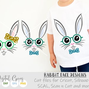 Bunny Rabbit faces, Easter svg / dxf / eps / png files. Download. Compatible with Cricut, Silhouette, Scan n cut. Small commercial use ok.