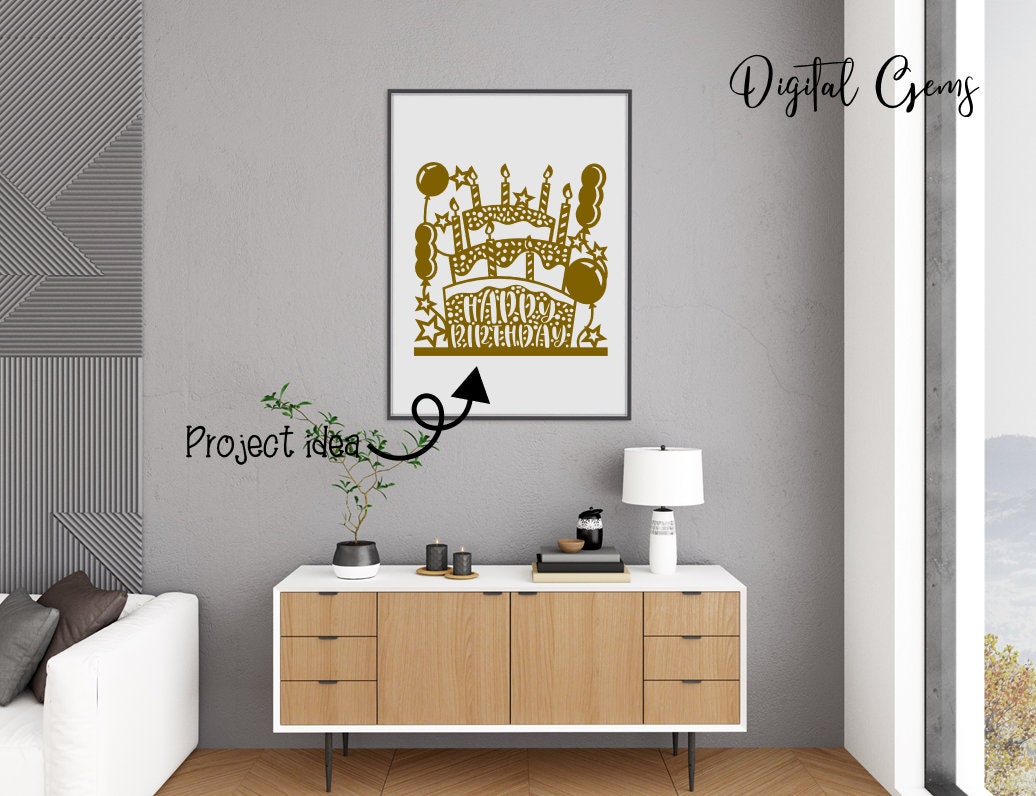 Happy Birthday Paper Cut Svg / Dxf / Eps / Png Files and Pdf / Png ...