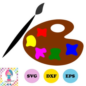 Artist Paint Palette & Brush SVG | Digital Download for Cricut and Silhouette | Art Clipart Cut File for DIY Crafts and Painting Projects
