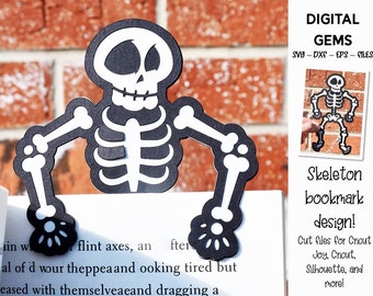 Skeleton bookmark svg / dxf / eps / png files. Digital download. Works with Cricut, Silhouette, Scan n Cut, SCAL, Inkscape & more!