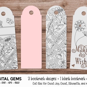 Bookmark, flower designs. svg / dxf / eps files. Digital download. Compatible with Cricut, Silhouette, SCAL, Scan n Cut and more!