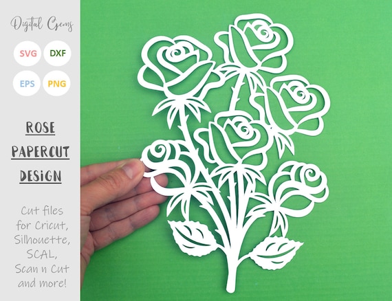 Download Rose Flower Bouquet Paper Cut Svg Dxf Eps Files And Pdf Etsy