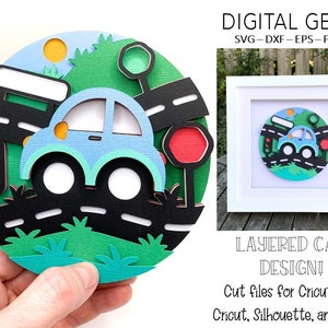 Car shadow box SVG | Digital download. Works with Cricut Joy / Explore / Maker and more!