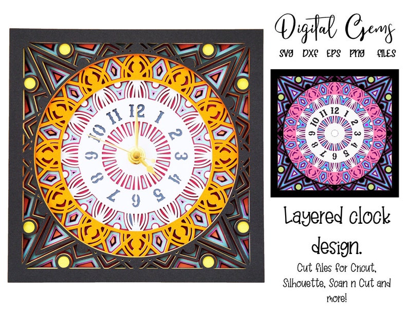 Download Layered clock mandala design svg / dxf / eps / png files. | Etsy