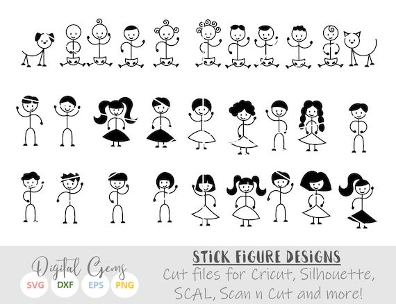 Download Stick People Svg Dxf Eps Png Files Digital Download Etsy