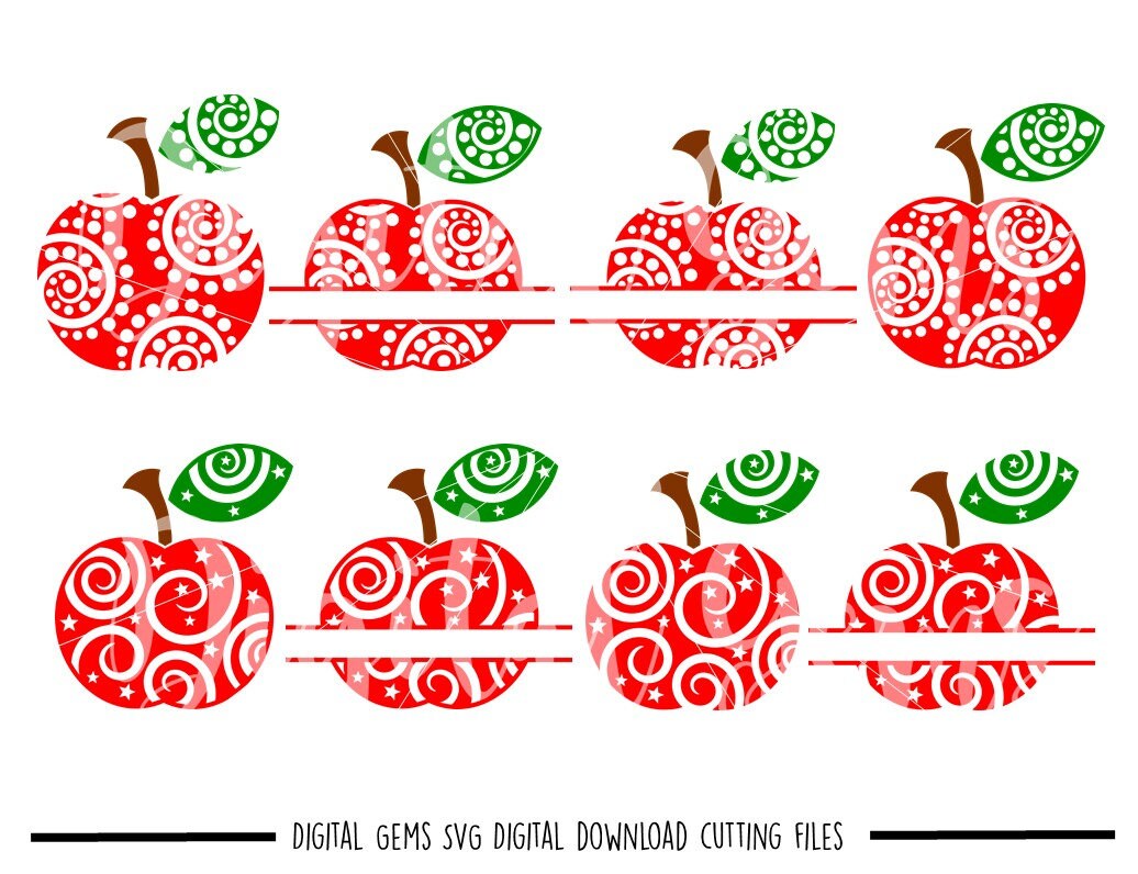Download Teacher Swirly Apple Split Apples svg / dxf / eps / png | Etsy
