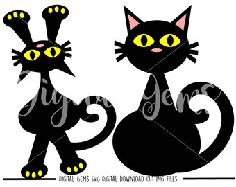 Black Cat svg / dxf / eps / png files. Digital download. Compatible with Cricut and Silhouette machines. Small commercial use ok.