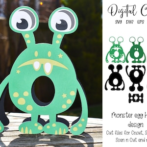 Diseño de porta huevos de monstruo, archivos svg/dxf/eps de Pascua. Descarga digital. Compatible con Silhouette, Cricut y Scan n Cut.