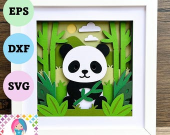 Panda Shadowbox SVG: 3D Layered Papercut Design (Digital Download