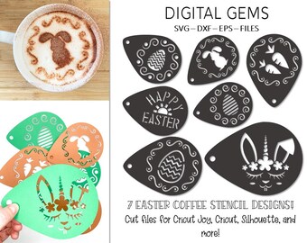Coffee stencils. Easter designs. svg / dxf / eps files. Digital download. Compatible with Cricut, Silhouette, Scan n Cut etc.