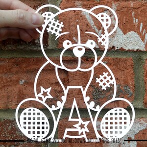 Ours en peluche lettre A modèles imprimables svg/dxf/eps/fichiers et pdf/png pour une découpe à la main. Télécharger. Utilisation commerciale ok.