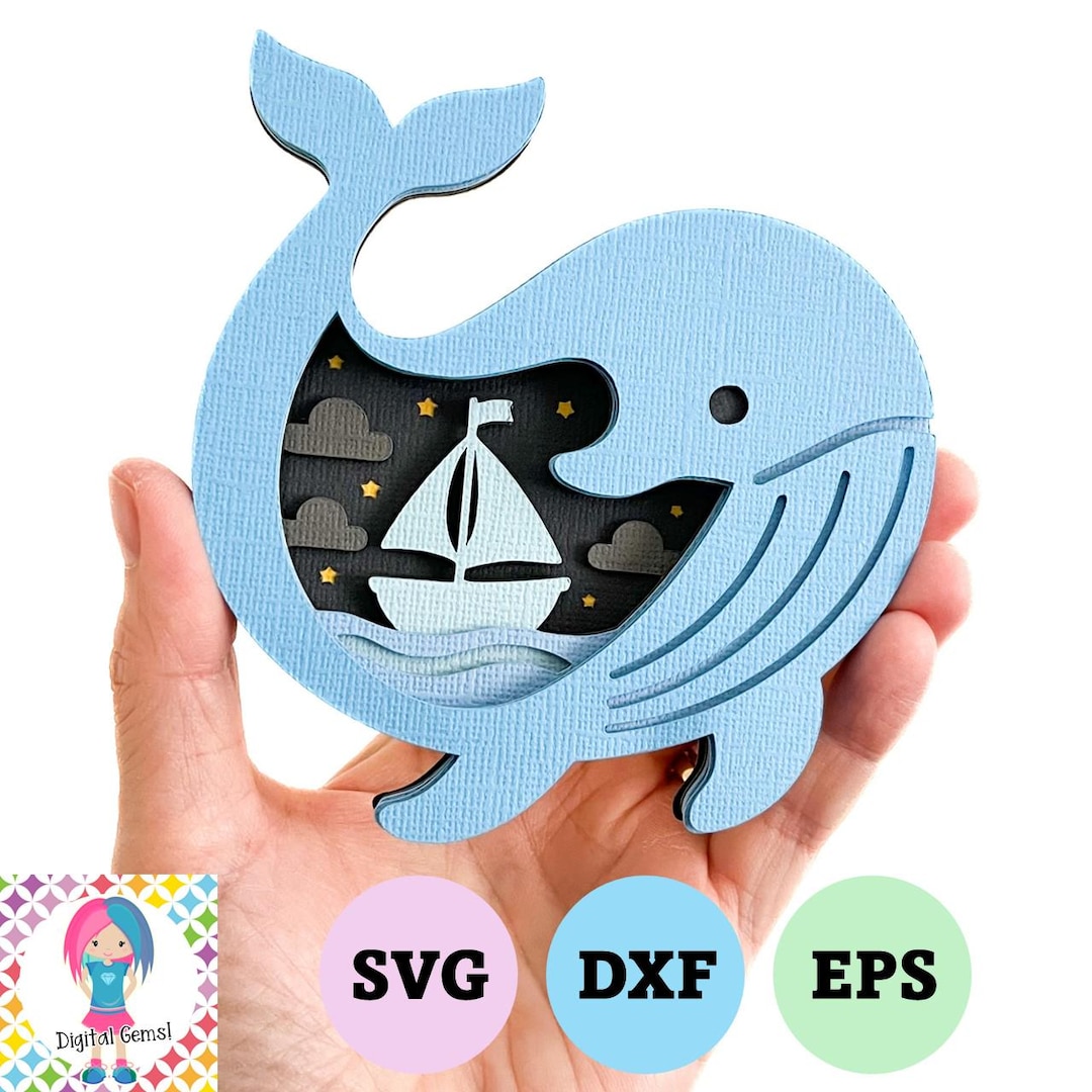 Whale 3D Layered SVG | Paper Shadow Box Design | Cricut & Silhouette ...