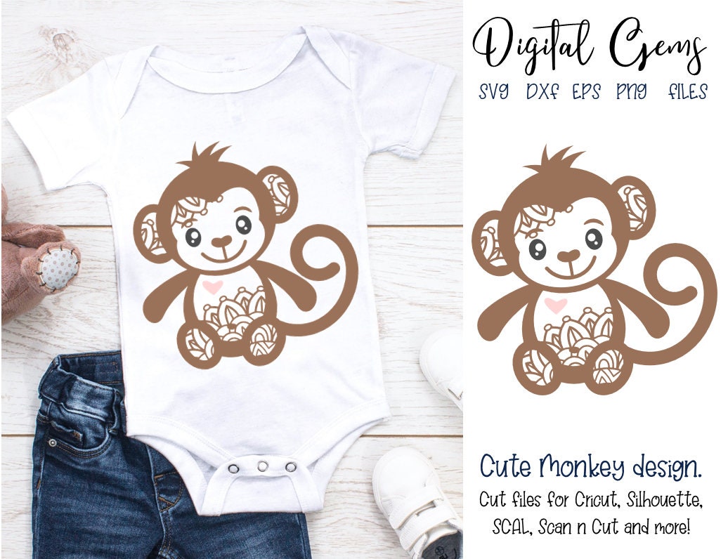 Monkey Svg / Dxf / Eps / Png Files. Digital Download. | Etsy UK
