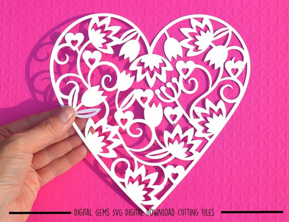 Download Heart Paper Cut Svg Dxf Eps Files And Pdf Png Etsy