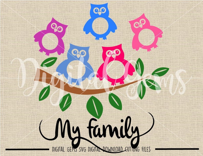 Owl family tree svg / dxf / eps / png files. Digital download. Small commercial use ok. image 2