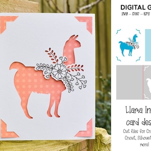 Cricut Joy SVG | Llama Greeting Card design. Digital download.