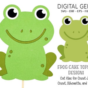 Décoration de gâteau SVG | Conception de grenouille. Téléchargement numérique. Fonctionne avec Cricut Joy / Explore / Maker et plus encore !