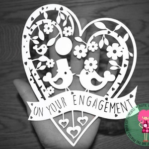Engagement paper cut svg / dxf / eps / files and pdf / png printable templates for hand cutting. Digital download. Small commercial use ok.