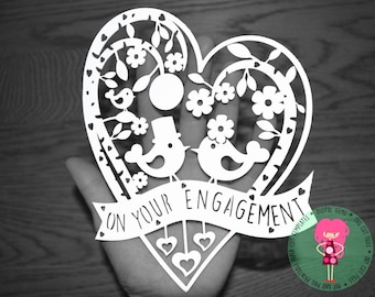 Engagement paper cut svg / dxf / eps / files and pdf / png printable templates for hand cutting. Digital download. Small commercial use ok.