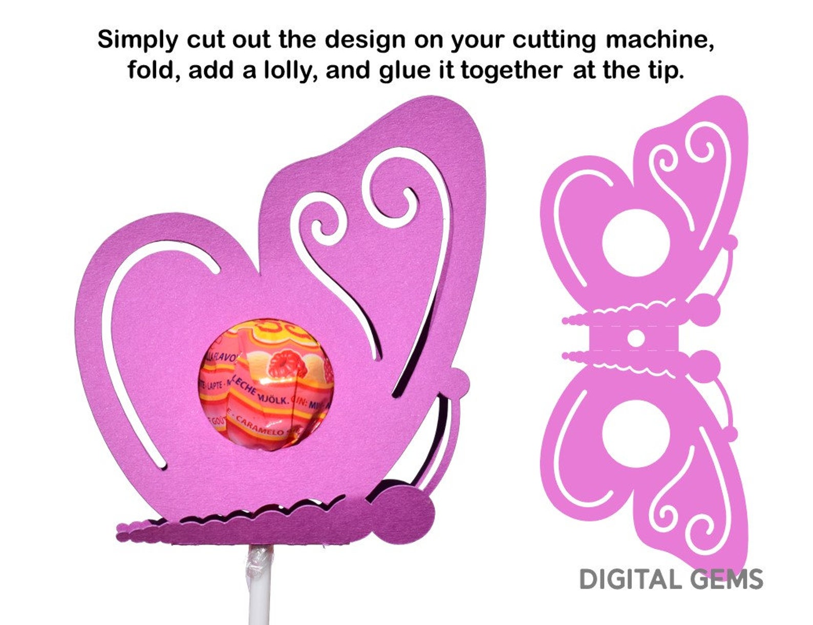 Butterfly Lollipop / Sucker Holder Design Svg / Dxf / Eps - Etsy