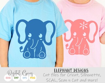 Elephant svg / dxf / eps / png files. Digital download. Compatible with Cricut, Silhouette, Scan n cut, & SCAL software. Commercial use ok.