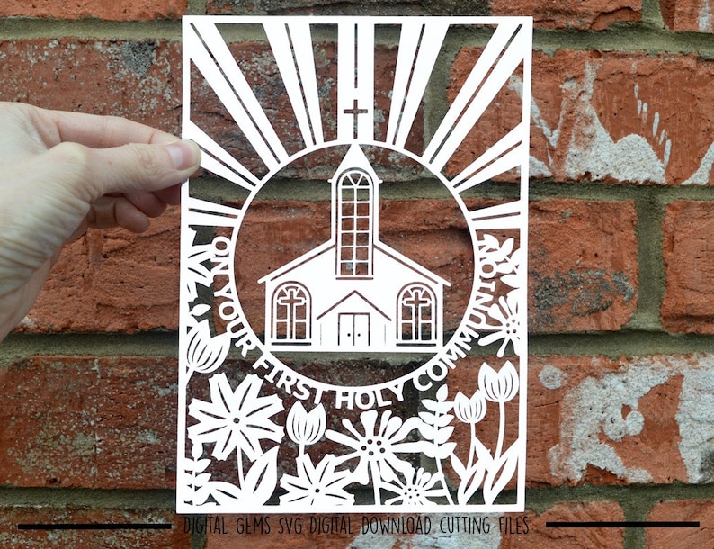 first holy communion paper cut svg dxf eps files and