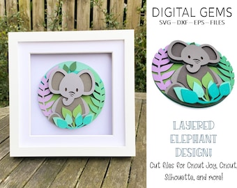 Elephant shadow box SVG | Digital download. Works with Cricut Joy / Explore / Maker and more!