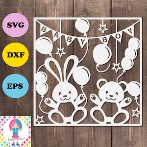 Baby Boy Paper Cut svg, dxf, eps, png & pdf Templates for Hand Cutting – Digital Download.