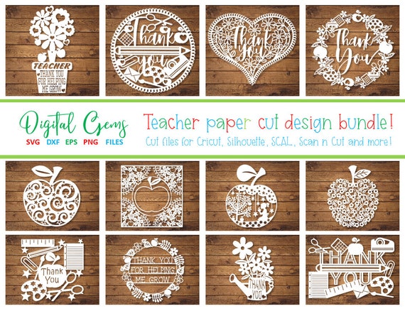 Download Teacher Paper Cut Design Bundle Svg Dxf Eps Png Files Etsy