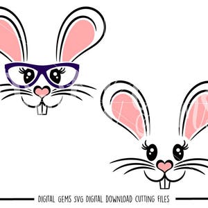 Rabbit Face, Pasen svg / dxf / eps / png-bestanden. Digitale download. Compatibel met Cricut- en Silhouette-machines. Klein commercieel gebruik ok.