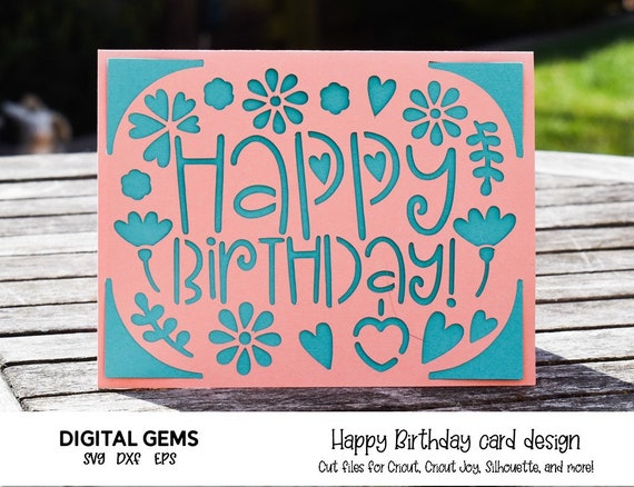 Happy Birthday. Cricut Joy Card Design. Svg / Dxf / Eps Files. Digital  Download. 