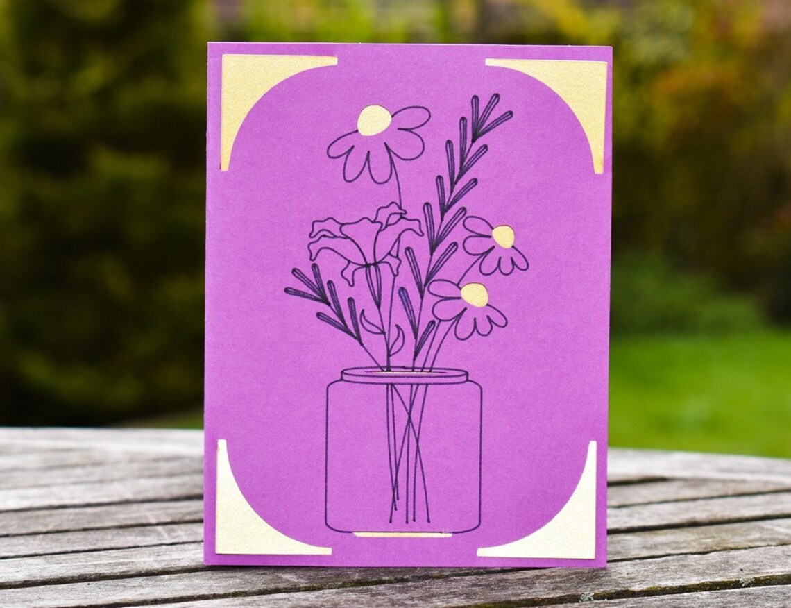 Download Flowers in a vase. Cricut Joy card design. svg / dxf / eps ...