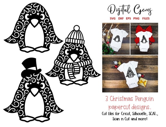 Penguin Paper Cut Designs Svg Dxf Eps Png Files And Pdf Etsy