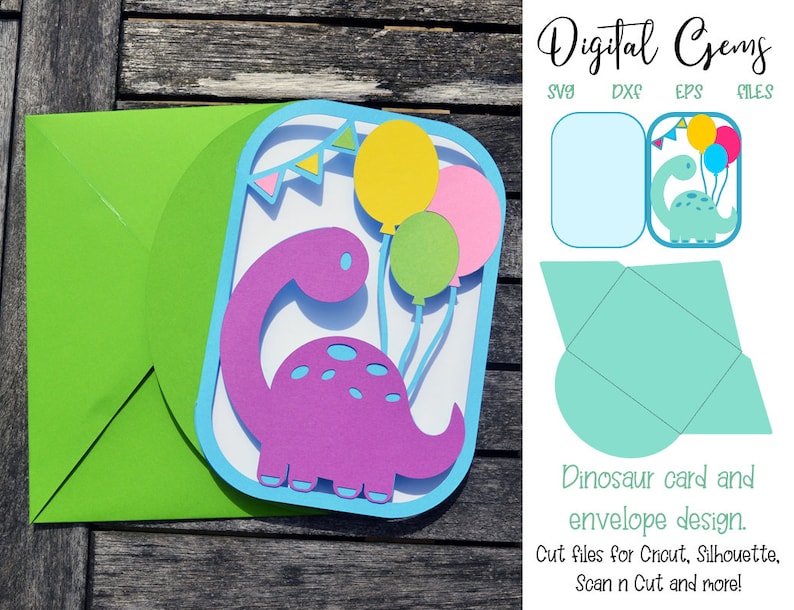Download Birthday card kids Dinosaur design svg / dxf / eps files ...