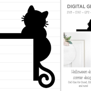 Halloween Cat door corner design svg / dxf / eps / png files. Digital download. Compatible with Cricut, Silhouette, Scan n Cut etc.