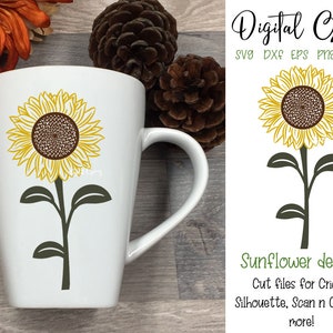 Sunflower svg / dxf / eps / png files. Digital download. Works with Cricut, Silhouette, Scan n Cut, SCAL, Inkscape & more!