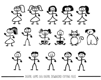 Stick Menschen svg / dxf / eps / png Dateien. Digitaler Download. Kompatibel mit Cricut, Silhouette, SCAL, Scan n Cut etc. Kommerzielle Nutzung ok.