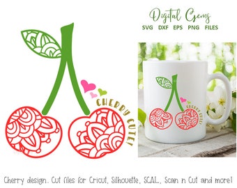 Cherry, Cherry cute svg / dxf / eps / png files. Digital download. Compatible with Cricut, Silhouette, SCAL, Scan n Cut, Inkscape!