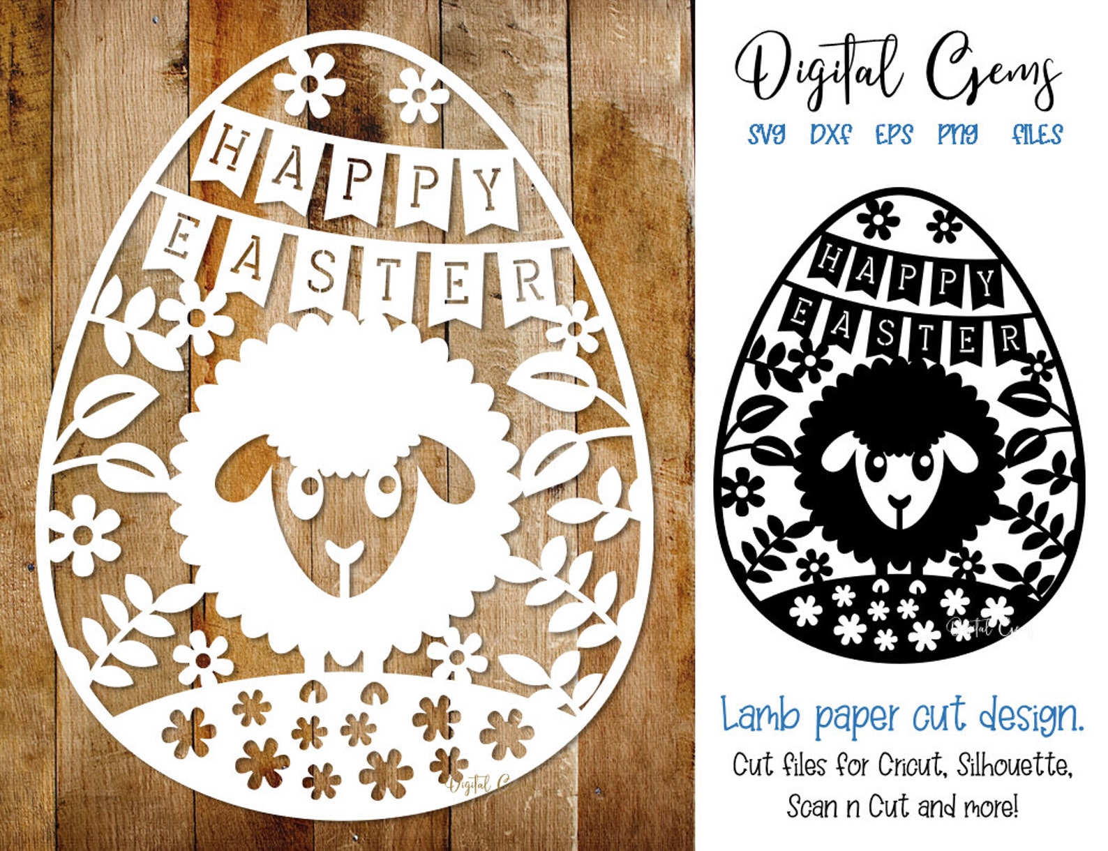 Easter Egg, Lamb Paper Cut Design. Svg / Dxf / Eps / Png Files and Pdf ...