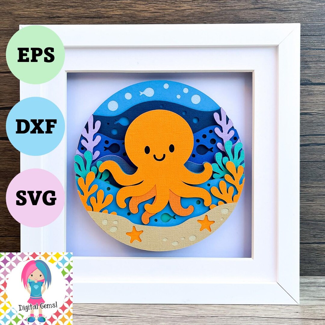 Octopus 3D Layered Paper Shadow Box Design (digital Download) - Etsy